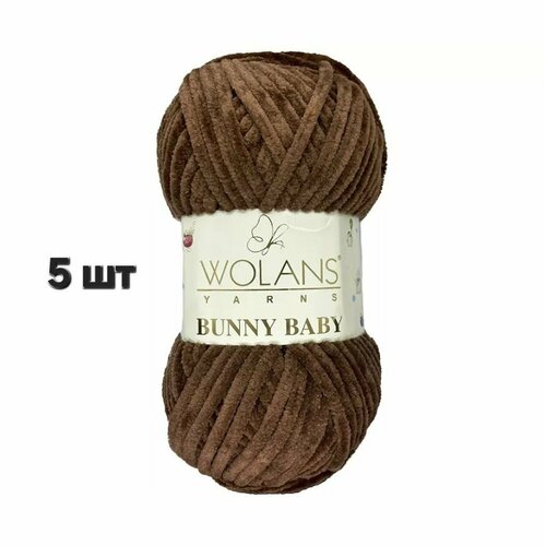 Пряжа Wolans Bunny Baby Коричневый (40) 5 мотков 100 г/120 м (100% микрополиэстер) воланс банни беби пряжа wolans bunny baby цвет 31 мальва 1 моток