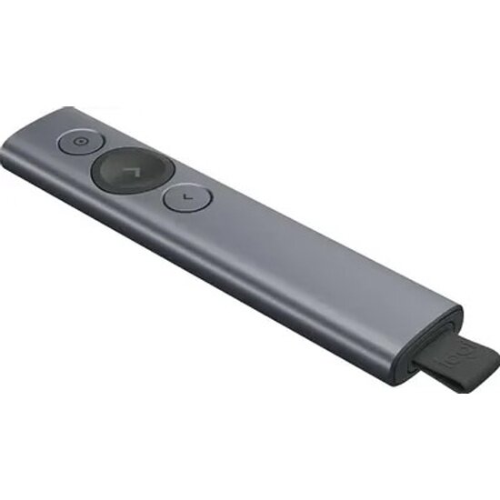 Презентер Logitech Spotlight Slate (серый, Bluetooth/2.4 GHz, перезаряжаемая литий-полимерная батарея 85мАч, 3D-акселерометр, гироскоп, кабель для зарядки, чехол) (арт. 910-004867, M/N: R-R0011 / C-U0 - фото №5