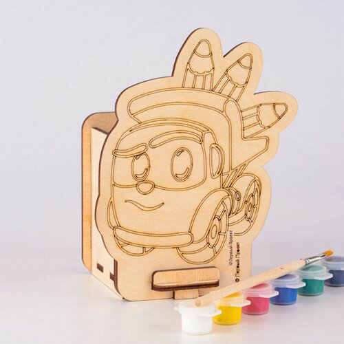 Раскраска деревянная Грузовичок Лева с карандашницей