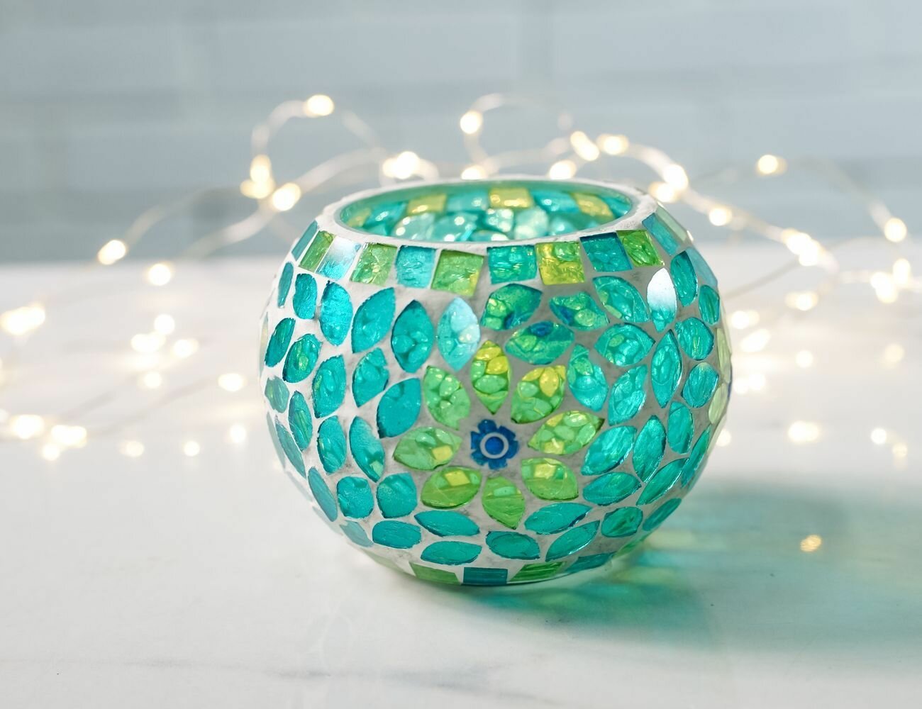 Подсвечник весенний калейдоскоп стекло 10 см Kaemingk 868673