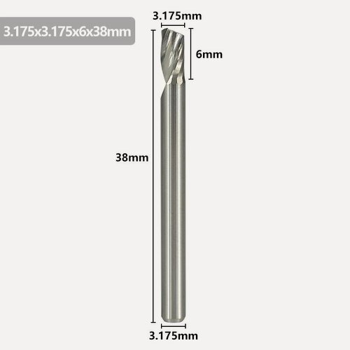 Изображение товара Фреза спиральная XCAN однозаходная 3,175x3,175x6x38мм, Фреза концевая спиральная по дереву и пластику