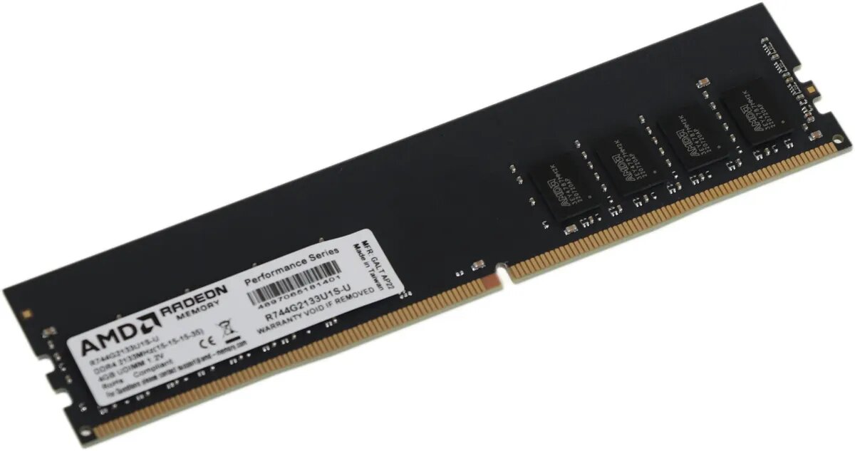 Оперативная память AMD Radeon R7 Performance Series R744G2133U1S-U DDR4 - 1x 4ГБ 2133МГц, DIMM, Ret