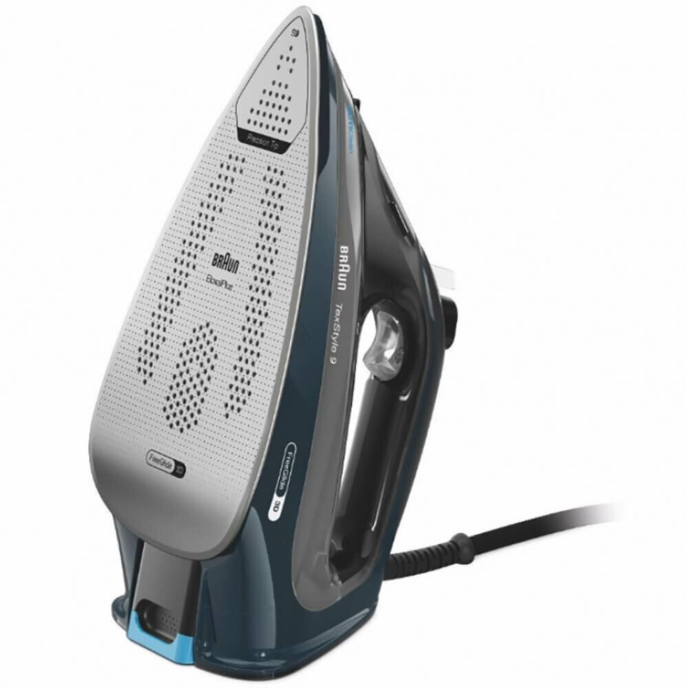 Утюг BRAUN SI9682DB черный/синий, мощность 3200Вт, подошва алюминий, резервуар 320мл, защита от накипи — фото 1