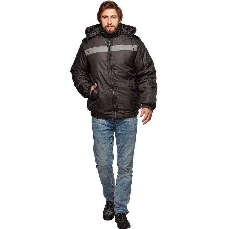 Рабочая куртка КНР бомбер зимняя мужская черная размер 56-58 рост 170-176 см (Бомбер-КУ муж черн)