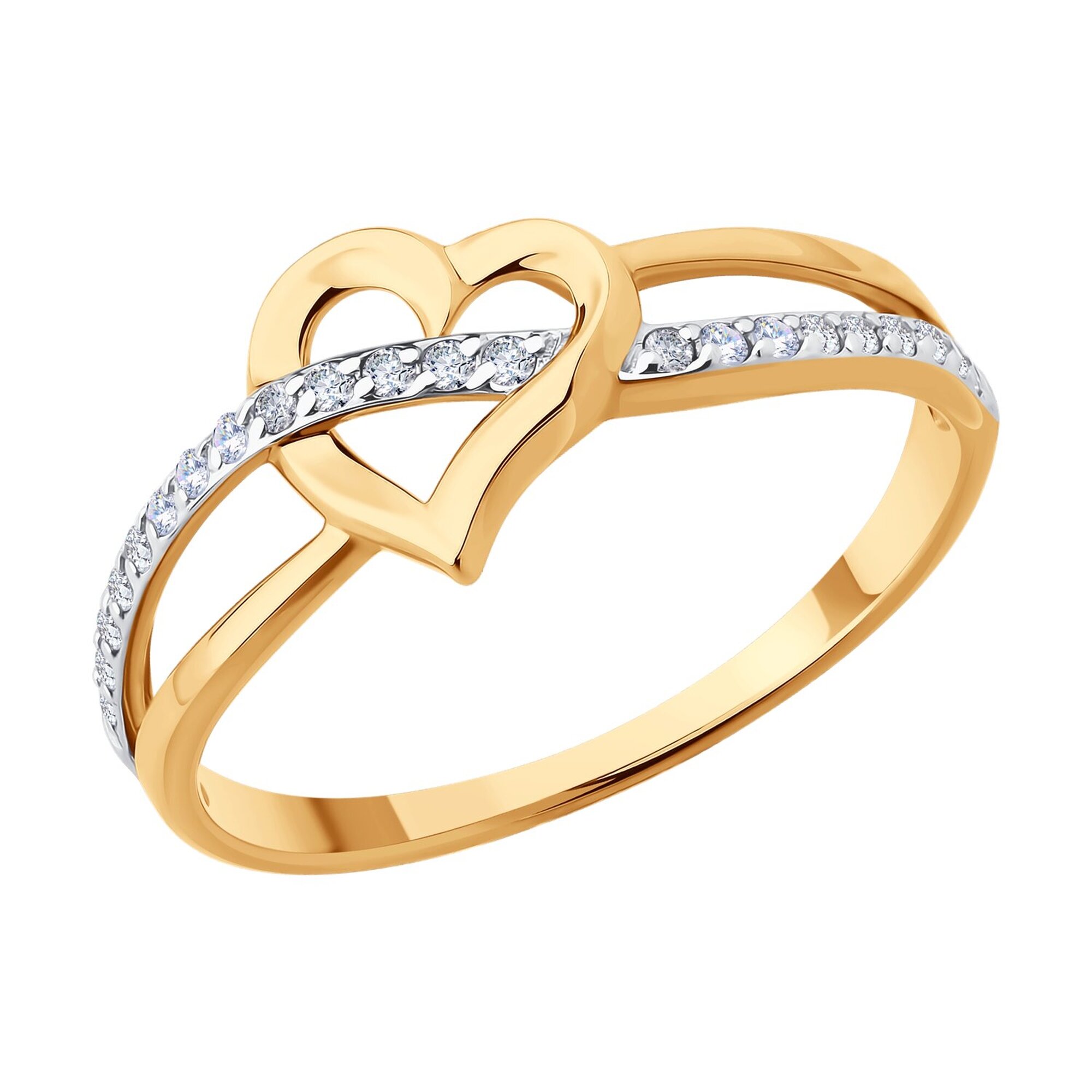 Кольцо дорожка Diamant online, красное золото, 585 проба, фианит