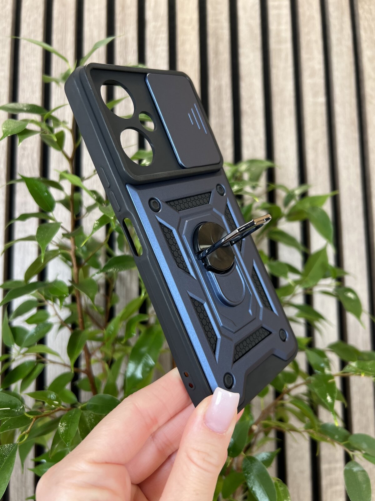 Чехол противоударный на Tecno Camon 19 и 19 Pro / Техно Камон 19 и 19 Про с защитой камеры armors (Темно-синий) — фото 1