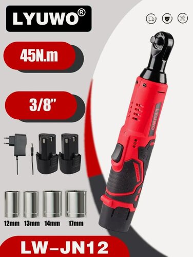 Изображение товара Трещетка аккумуляторная 3/8, угловая дрель, отвертка для удаления винтовой гайки, инструмент для технического 2 АКБ и ЗУ