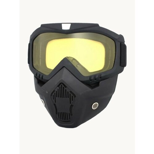Ветро/пылезащитная маска-очки на всё лицо для мото/вело кросса, горнолыжная маска, цвет линз желтый