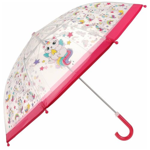 зонт детский кэттикорн прозрачный 48 см mary poppins 53755 Зонт-трость Mary Poppins, розовый, бесцветный