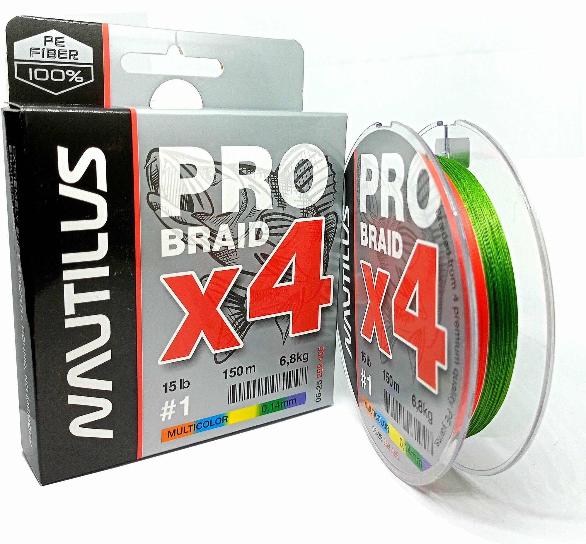 Шнур Nautilus Pro Braid X4 Multicolor d-0.25 13.2кг 29lb 150м