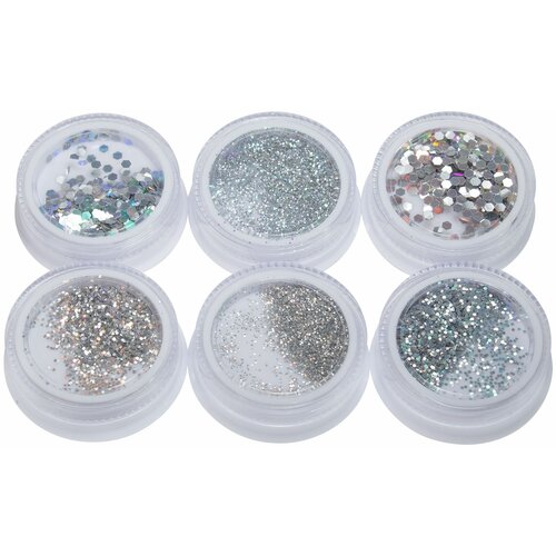 Global Fashion Декор светоотражающий DISCO GLITTER для дизайна ногтей набор 05 6 шт 239₽