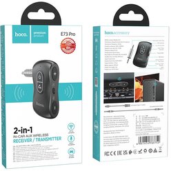 Автомобильный Bluetooth-приемник адаптер HOCO E73 Pro Journey, 200 мАч, AUX Jack 3.5мм/Bluetooth, черный