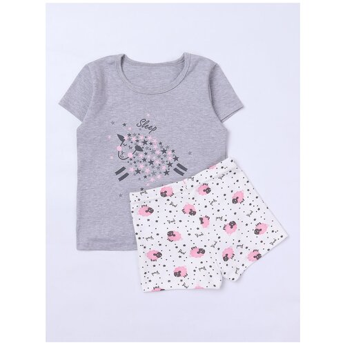 фото 30372 пижама: футболка, шорты, котмаркот, размер 122, состав: хлопок 100%, цвет серый kotmarkot