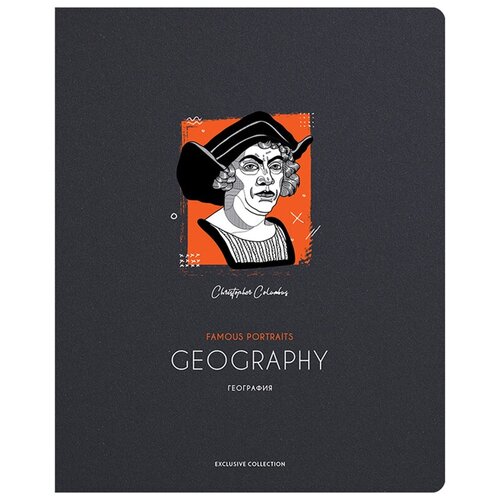 Тетрадь предметная 48л. Greenwich Line Famous portraits - География, дизайнерский картон, выборочный УФ-лак тетрадь клетка 48 листов география