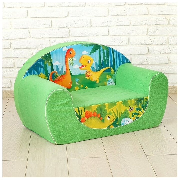 Мягкая игрушка-диван ZABIAKA "Динозавры", цвет зеленый