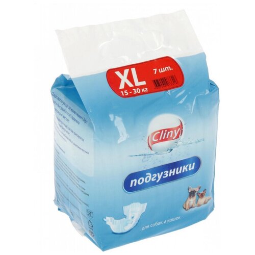 Подгузники XL (15-30кг) для собак и кошек , Экопром CLINY, 7 штук/упаковка. подгузники для собак и кошек cliny xs