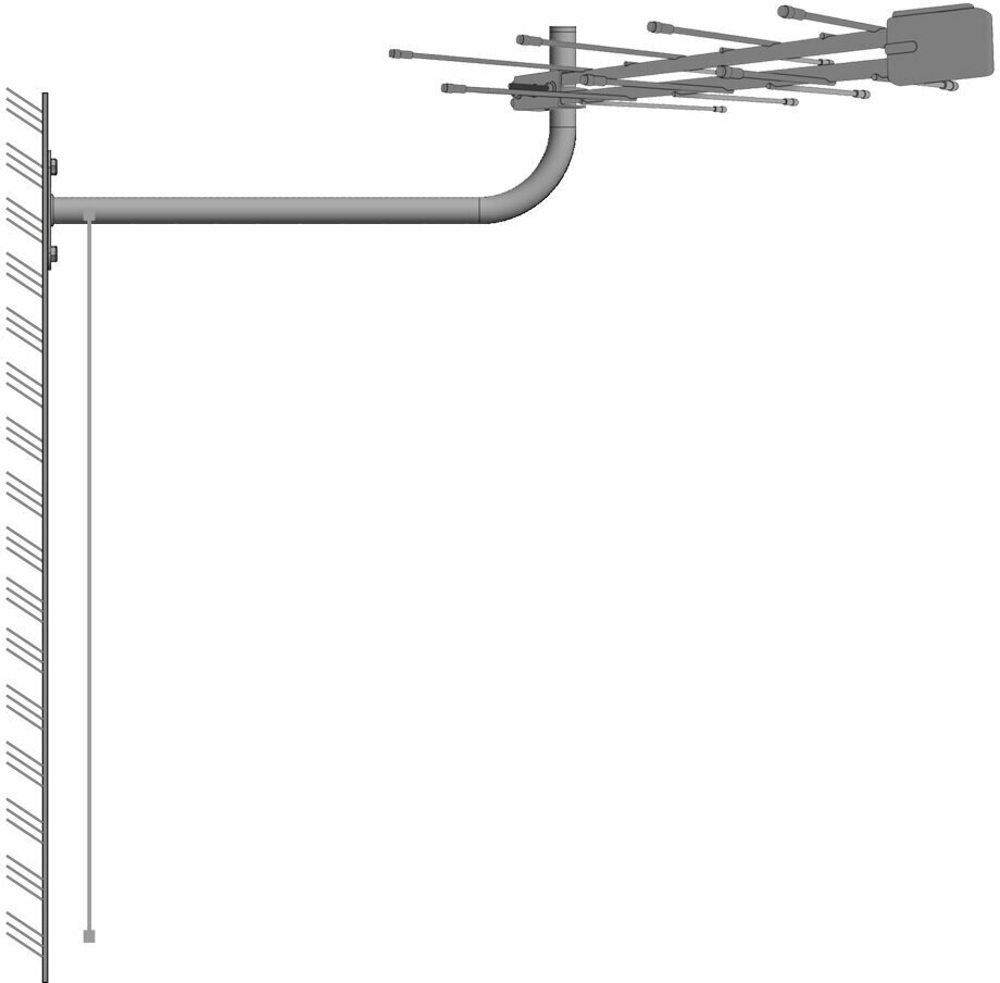 Кронштейн Г-образный эфирный крепление телевизионной антенны мачты, вылет от стены 45 см