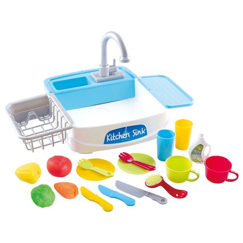 фото Игровой кухонный набор - раковина, с сушилкой и посудой, 22 предмета playgo