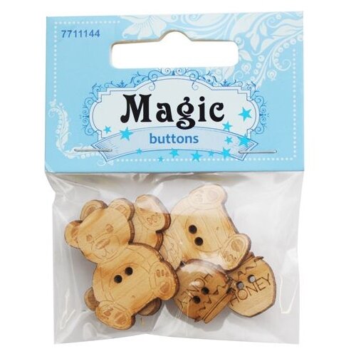 Набор пуговиц Magic Buttons Мишки 6 шт. бежевый 6 шт.