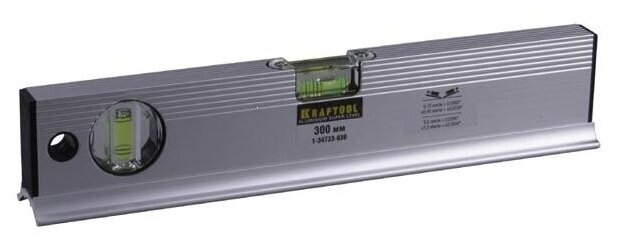 Kraftool 4-в-1 300 мм, компактный уровень 4-в-1: 0%, 1%, 2%, 3%. ACU-VIEW, съемное основание для труб, точность 0.5 мм/м, 1-34733-030