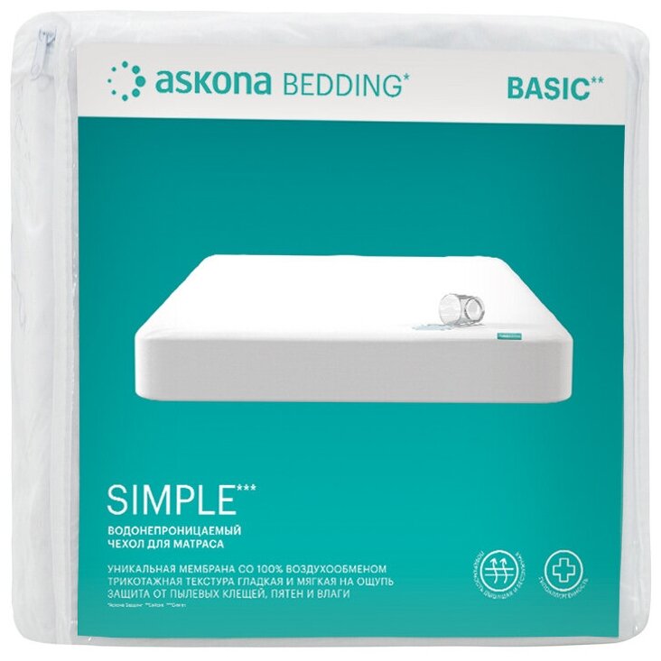 Чехол на матрас Askona (Аскона) Protect-a-Bed Simple 90х200х35,6 - фотография № 1