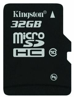 Карта памяти Kingston microSDHC 32 ГБ Class 10, UHS-I U1, R/W 80/10 МБ/с, адаптер на SD, черный