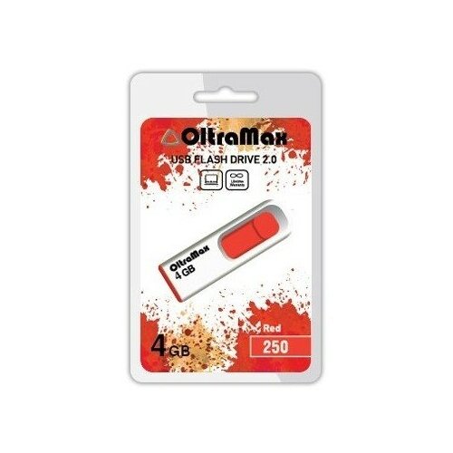 Флеш-накопитель 4Gb OltraMax 250, USB 2.0, пластик, красный