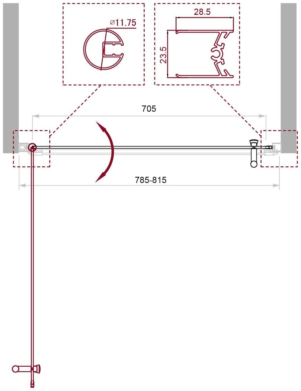 Душевая дверь в нишу BelBagno стекло рифленое - фото №8