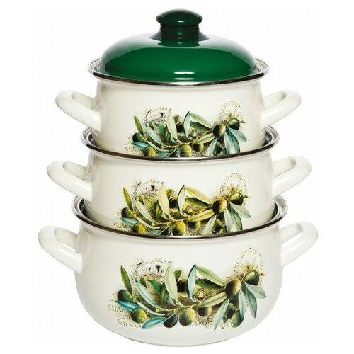 фото Набор кастрюль interos "маслины", с крышками , 3 предмета интерос