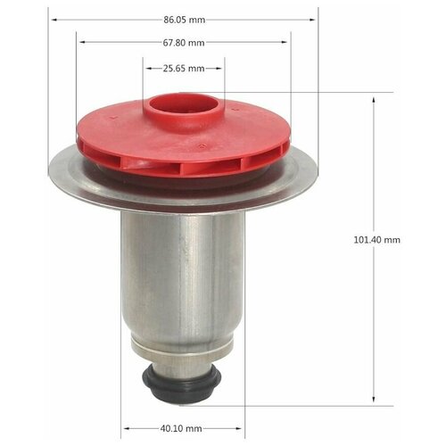 Ротор по часовой стрелке (втулка 40мм, короткая 80мм, колесо 68/21мм) циркуляционного насоса WILO 15/6 (вращение ПО часовой стрелке) 