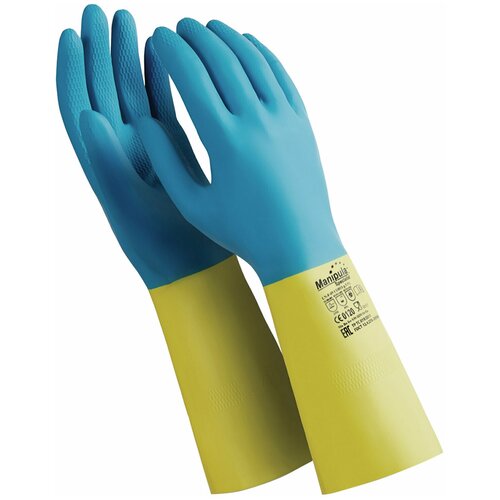 комплект 50 шт перчатки латексные manipula блеск хлопчатобумажное напыление размер 9 9 5 l желтые l f 01 Перчатки MANIPULA LN-F-05, размер L, комплект 3 шт.