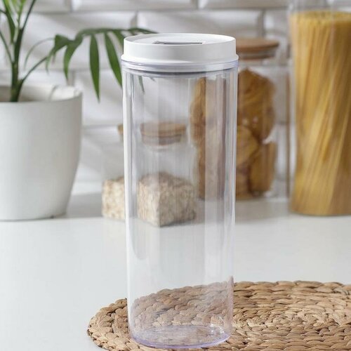 Plast'ART Банка пластиковая для сыпучих продуктов с мерной ложкой, 800 мл, 13,5×10×15 см, цвет микс