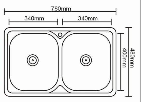 Мойка кухонная врезная из нержавеющей стали Sinklight 7848 ECO 0.8/180 2P 2 чаши глянец - фотография № 2