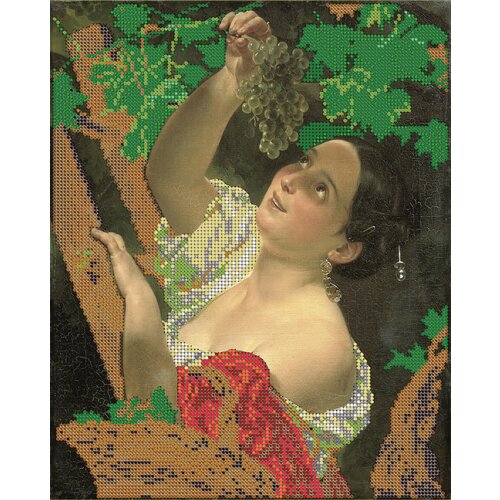 Вышивка бисером картины Девушка с виноградом 24*30см вышивка бисером девушка с единорогом 35x30 см