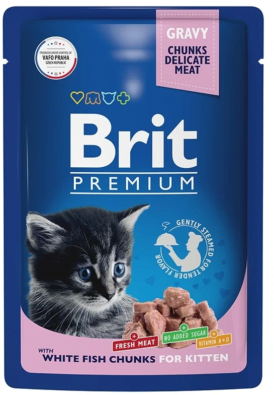 Пауч Brit Premium для котят белая рыба в соусе 85гр, 4шт - фотография № 4