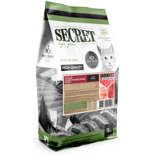 Сухой корм для кошек Secret for Pets мясное рагу 10 кг (кусочки в соусе)