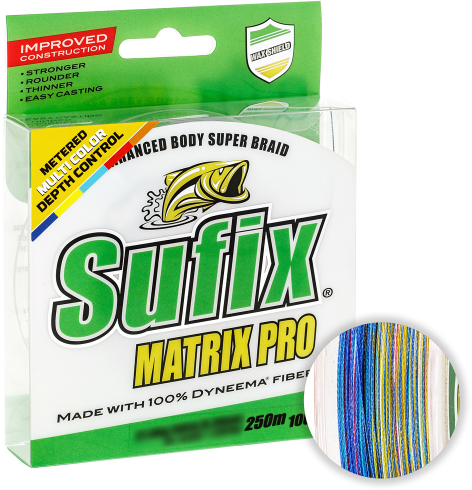 Плетёный шнур Sufix Matrix Pro Wax Shield 250м. 0.40мм. MULTICOLOR
