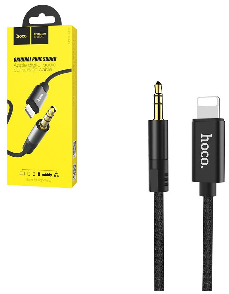 Адаптер Hoco UPA13 Sound Source Lightning - 3.5 Audio Cable Black (6957531096375) - фото №14