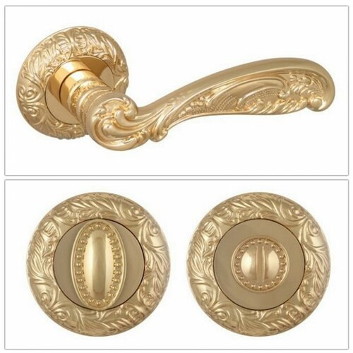 Комплект ручек для дверей Fuaro BRILLIANT_SM_GOLD-24_W, золото 24К (ручка + завертка WC)