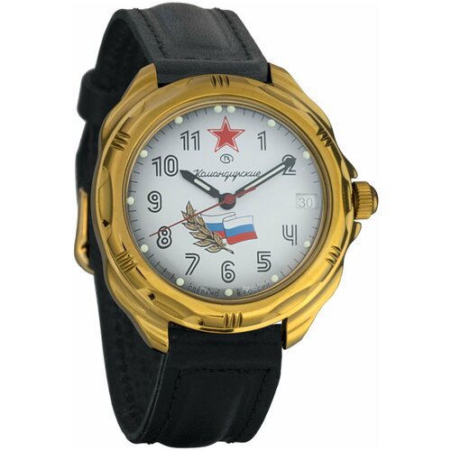 Мужские наручные часы Восток Командирские 219277-classic, натуральная кожа, черный