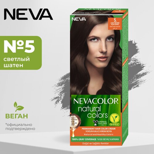 Стойкая крем-краска для волос Neva Natural colors № 5 Светлый шатен стойкая крем краска для волос neva natural colors 5 светлый шатен