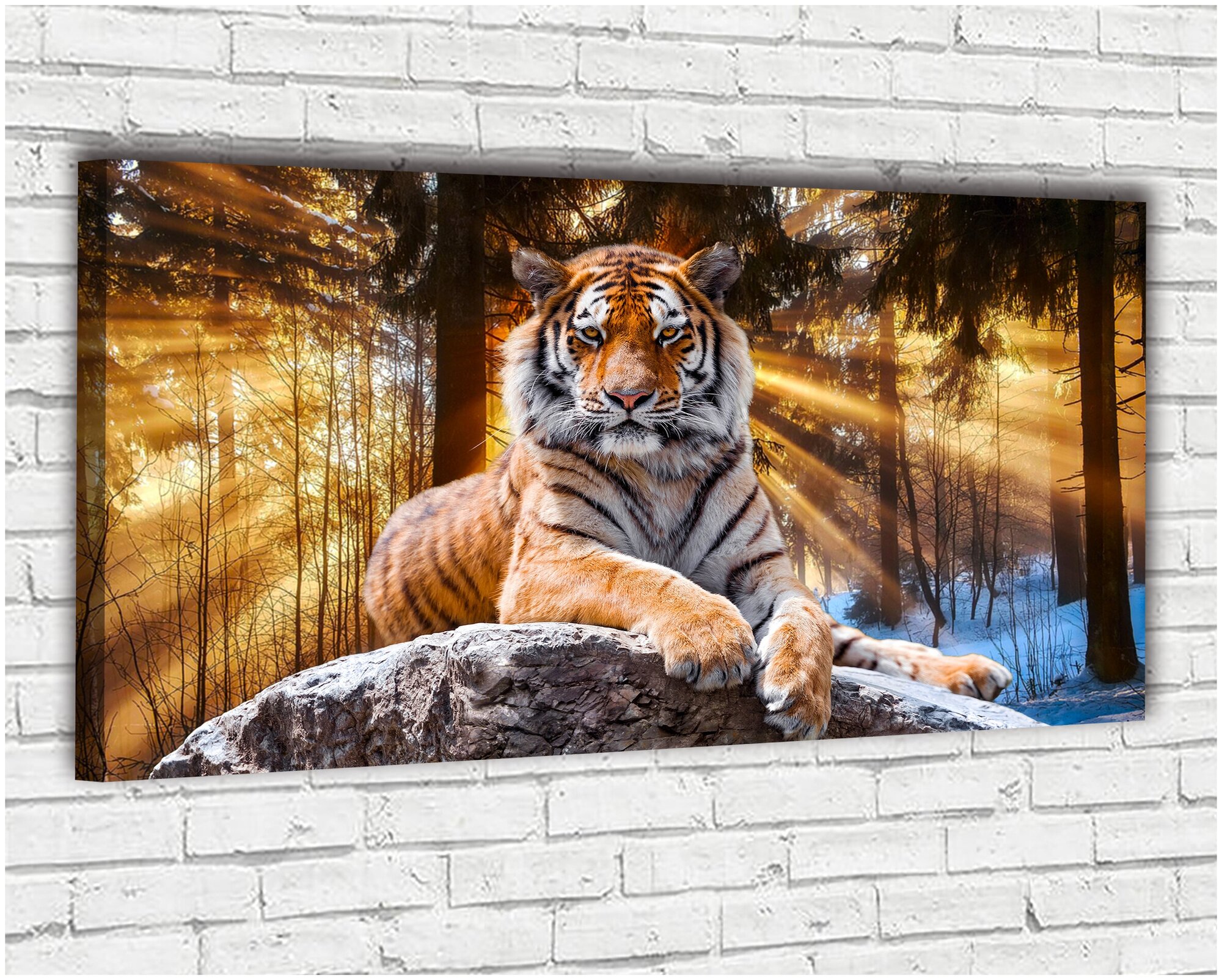 Картина на стену для интерьера "Тигр" 60*100см. Крепления в подарок / На холсте / Большой размер Ф0234