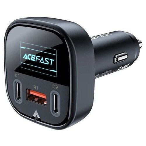 Автомобильное зарядное устройство ACEFAST B5 101W 2C+A metal car charger с умным OLED дисплеем. Цвет: черный автомобильное зарядное устройство acefast b9 66w metal черный