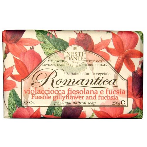 Nesti Dante Мыло кусковое Romantica Fiesole gillyflower and Fuchsia, 250 г мыло твердое nesti dante мыло romantica fiesole gillyflower