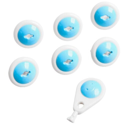 фото Набор заглушек для розеток с ключом, 6 шт., цвет белый/голубой 1385787 крошка я