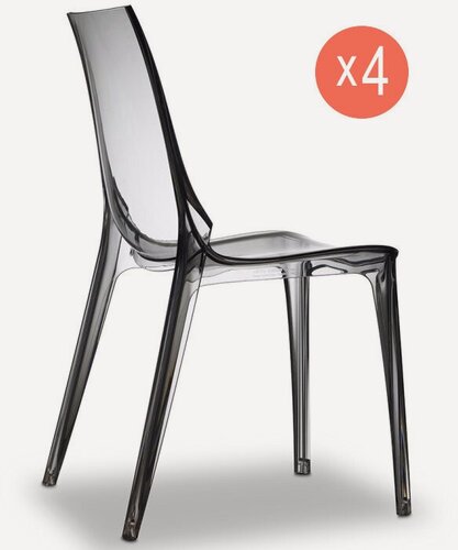 Изображение товара Комплект из 4 прозрачных стульев Scab Design Vanity Set 4, цвет дымчатый