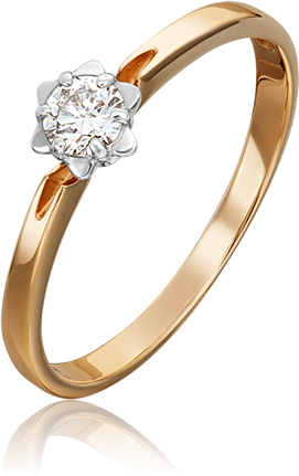 Кольцо PLATINA, комбинированное золото, 585 проба, бриллиант, размер 17