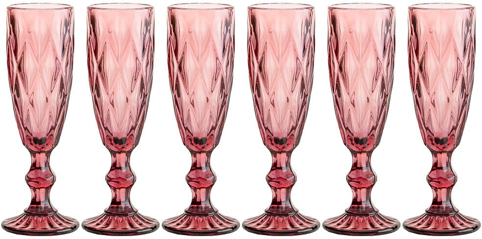 Набор бокалов для шампанского Ромбо 6 шт. Lefard серия Muza Color 150 мл.