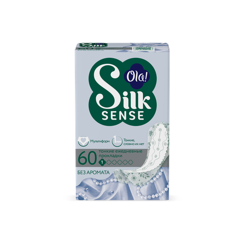 Ola! прокладки Silk Sense Light мультиформ, 1 капля, 60 шт., белый прокладки женские ежедневные легкие дышащие milkis неароматизированные длина 155 мм 25 шт в упаковке