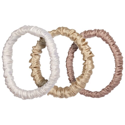 фото Комплект шелковых резинок silk lovers из 100% натурального шелка (пудровая, белая, латте), mini